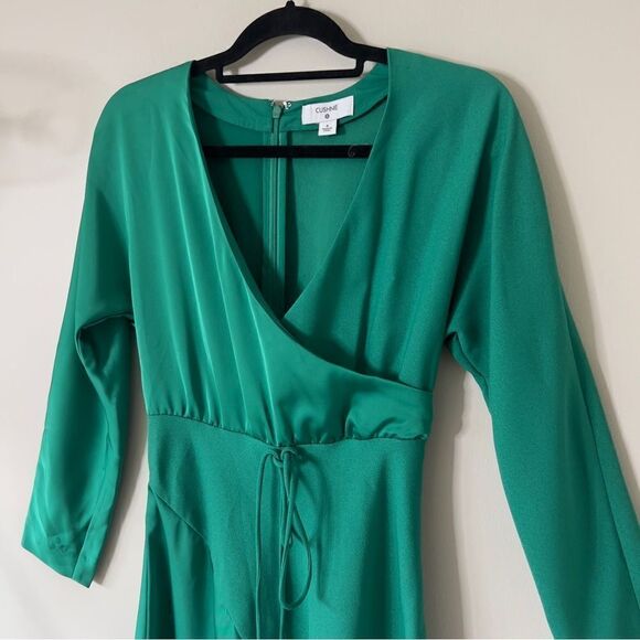 Cushnie for Target Emerald Green Long Sleeve Faux Wrap Asymmetrical Dress Size 0 - Picture 6 of 11